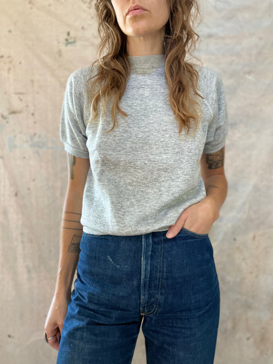 80s Blank Gray Short Sleeve Sweatshirt