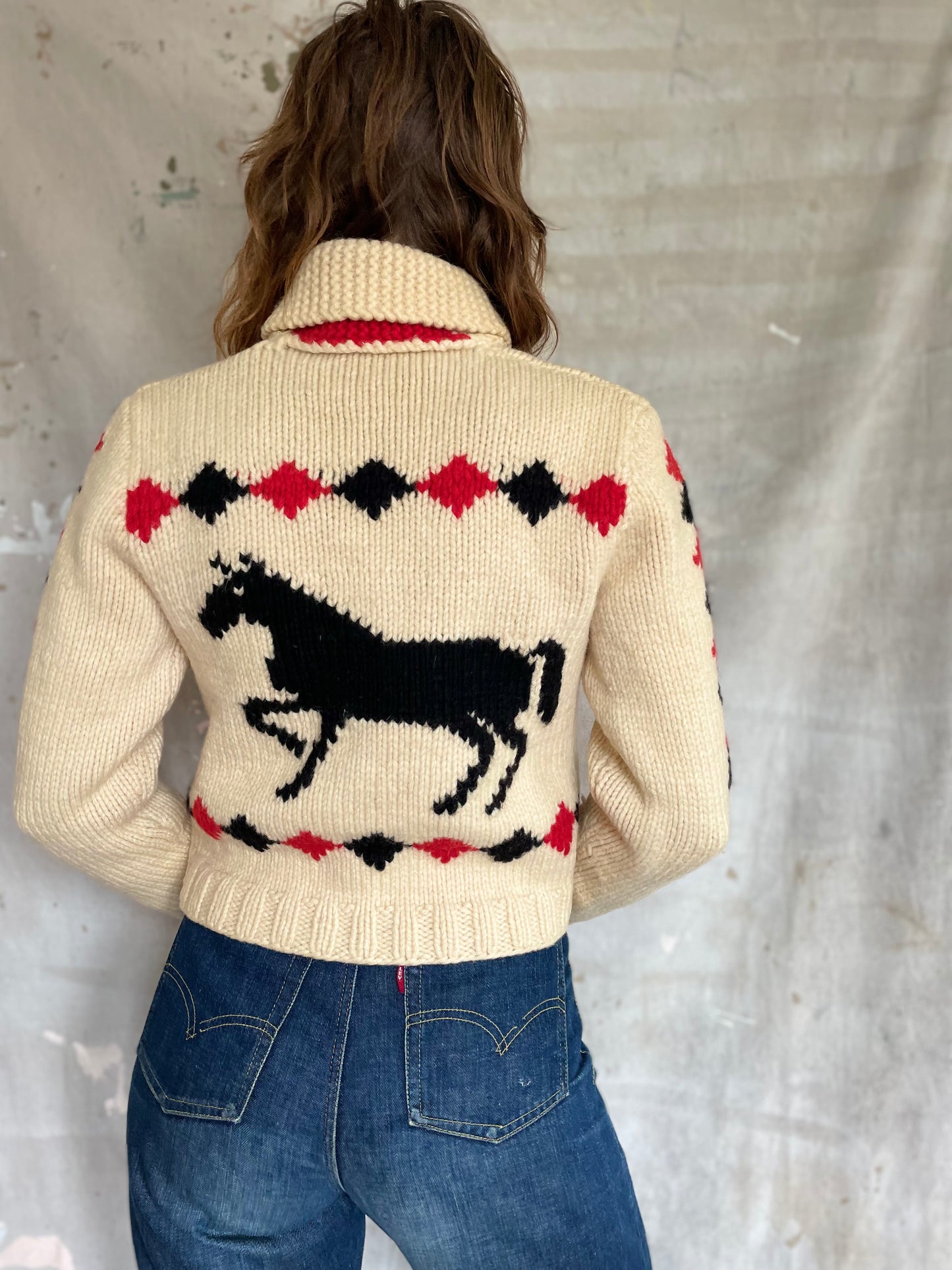 50s Mary Maxim Prairie Prancers Horse Sweater